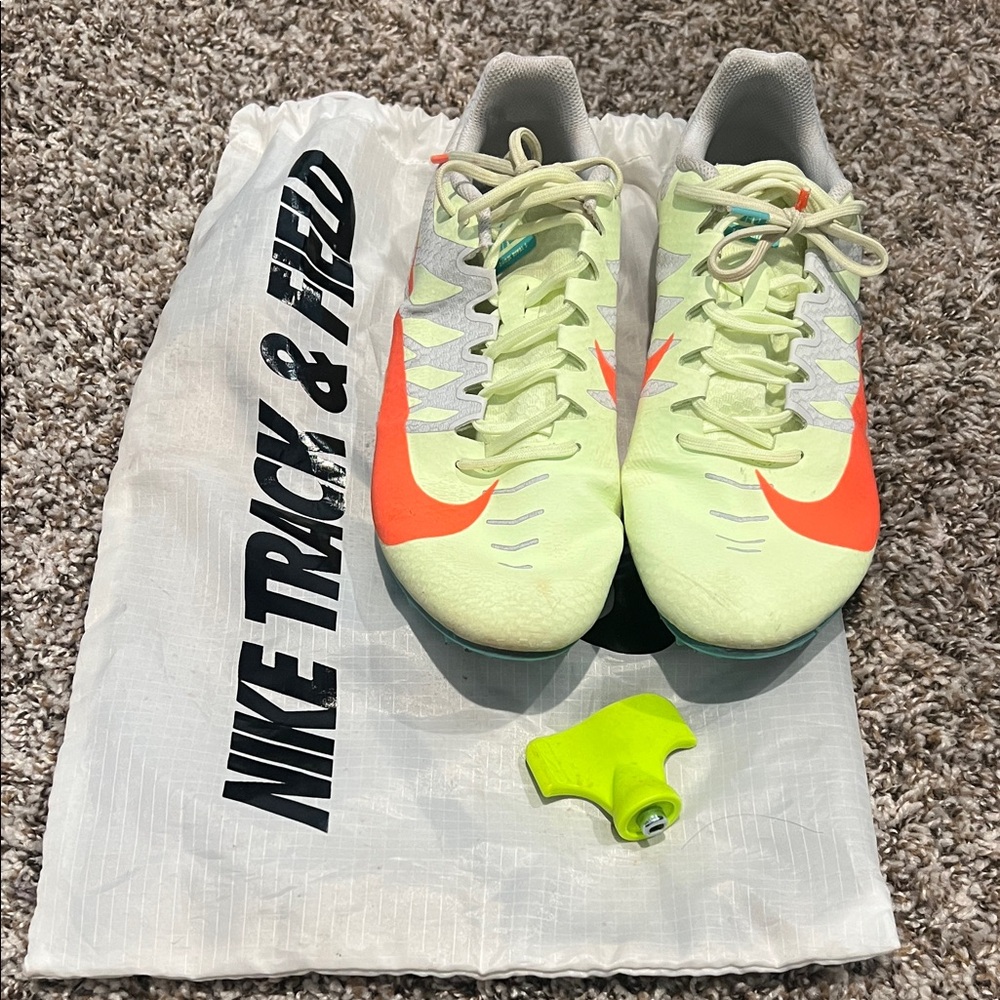 Nike Women's Neon Lime Track Spikes with Orange Swoosh